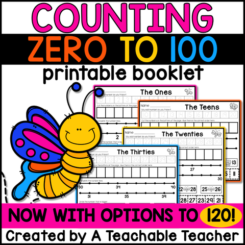 100th Day of School- Counting Zero to 120 Printable Booklet