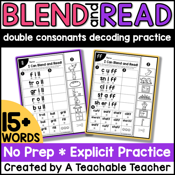 Blend and Read - Words with Double Final Consonants – A Teachable Teacher