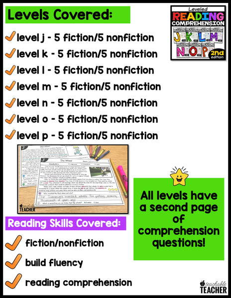 Leveled Reading Passages J P BUNDLE A Teachable Teacher