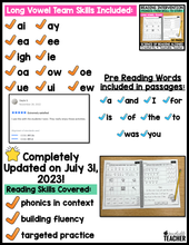 Long Vowel Team Words- Worksheets for Reading Intervention