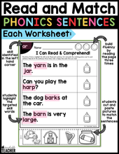 Read and Match Phonics Sentences - R-Controlled Vowels