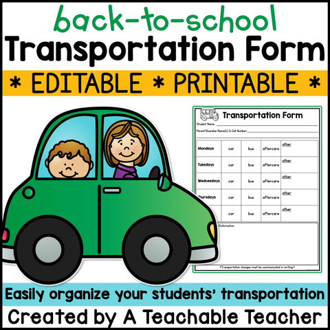 Editable Back-to-School Transportation Form