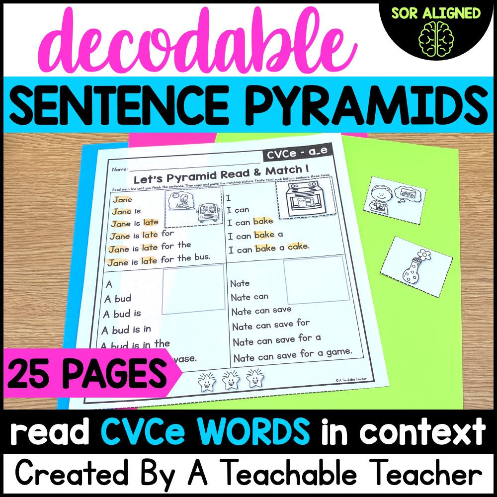 Decodable Sentence Pyramids- CVCe Words – A Teachable Teacher