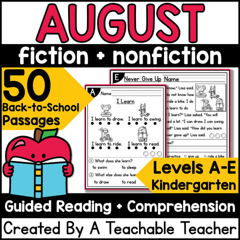 August Guided Reading Passages - Levels A-E