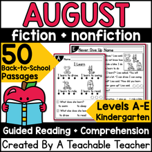 August Guided Reading Passages - Levels A-E