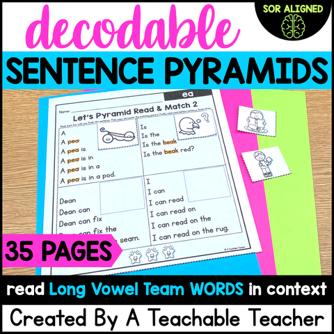 Decodable Sentence Pyramids- Long Vowel Team Words