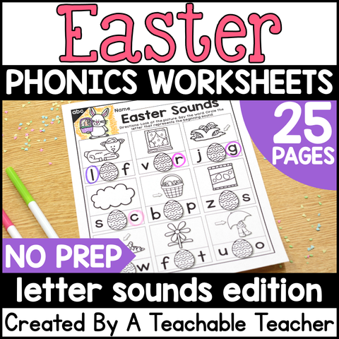 Easter Letter Sounds Activities- NO PREP Phonics Worksheets