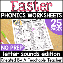 Easter Letter Sounds Activities- NO PREP Phonics Worksheets