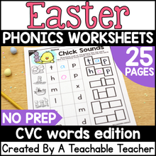 Easter CVC Activities- NO PREP Phonics Worksheets
