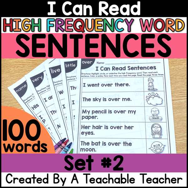 High Sentence High Frequency Word Sentences for Fluency- Set #2 – A Teachable Teacher