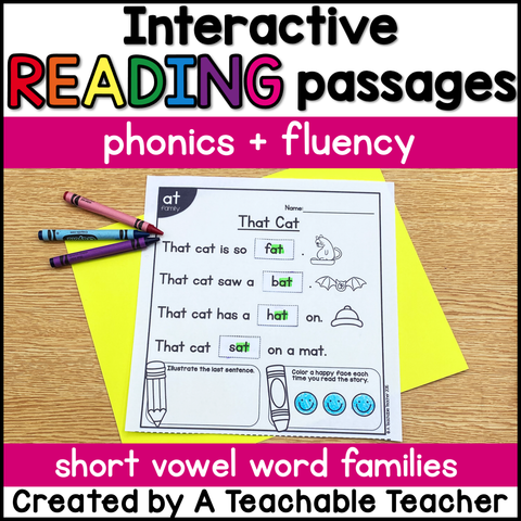 Interactive Reading Passages - Short Vowel Word Families