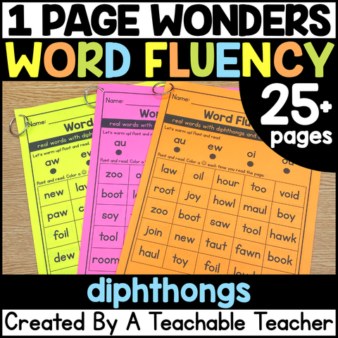 1 Page Wonders for Building Word Fluency - Diphthongs