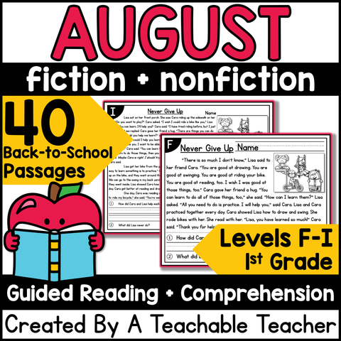 August Guided Reading Passages - Levels F-I