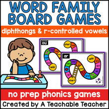 Phonics Word Family Slide Game - Diphthongs and R-Vowels Edition