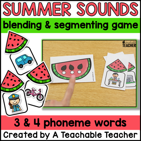 July Summer Sounds Phonemic Awareness Activities: Segmenting & Blending Sounds