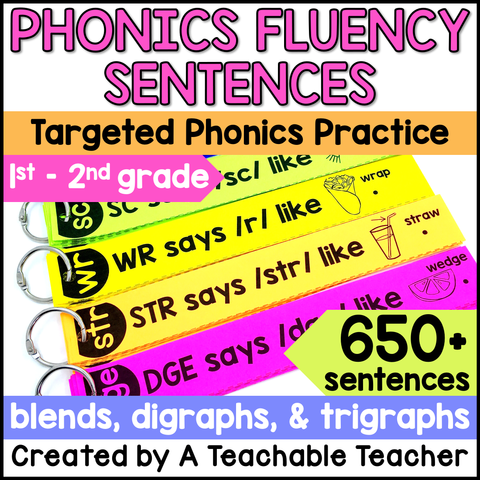 Phonics Based Fluency Sentences - Blends, Digraphs, and Trigraphs