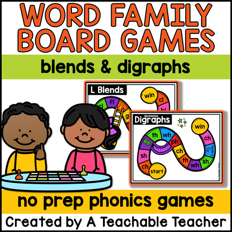 Phonics Word Family Slide Game - Blends and Digraphs