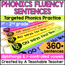 Phonics Based Fluency Sentences - Diphthongs and R-Controlled Vowels