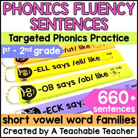 Phonics Based Fluency Sentences - Short Vowel Word Families