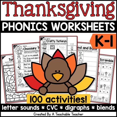 Thanksgiving Phonics Bundle- NO PREP
