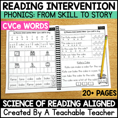 CVCe Words- Worksheets for Reading Intervention