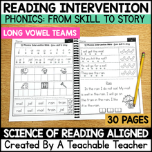 Long Vowel Team Words- Worksheets for Reading Intervention