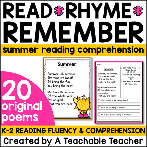 Read Rhyme Remember - Summer Reading Comprehension – A Teachable Teacher
