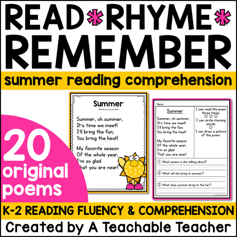 Read Rhyme Remember - Summer Reading Comprehension