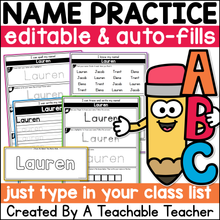 A Magical Set of Name Practice Worksheets- Editable