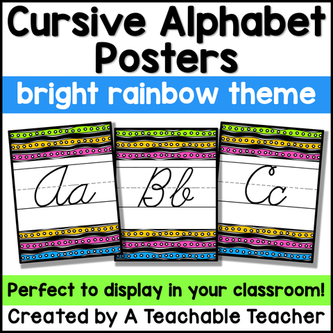 Bright Cursive Alphabet Posters