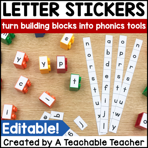 Letter Stickers for Building Blocks- Editable