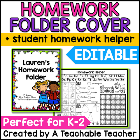 Editable Homework Folder for Primary Grades