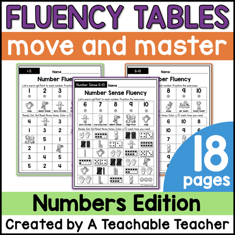 Move and Master Fluency Tables - Numbers Edition