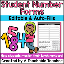 Editable Student Number Forms