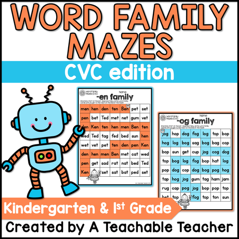 Word Family Mazes - CVC Edition