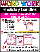 Editable Holiday Word Work- The BUNDLE