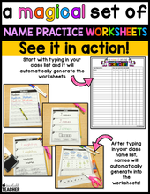 A Magical Set of Name Practice Worksheets- Editable