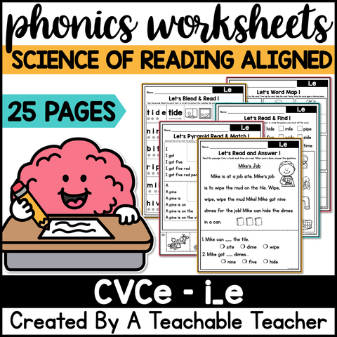 CVCe - i_e Phonics Worksheets - The Science of Reading