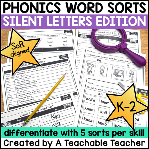 Silent Letters Word Sorts | Phonics & Decodable Intervention Activities for K-2
