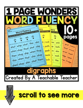 1 Page Wonders for Building Word Fluency - Digraphs