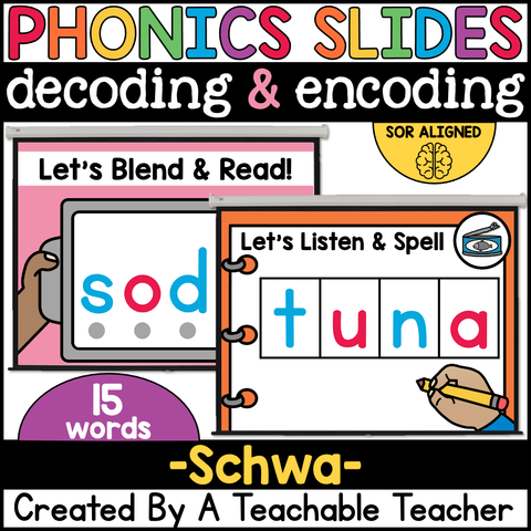Digital Phonics Schwa Words Google Slides for Decoding and Encoding SOR