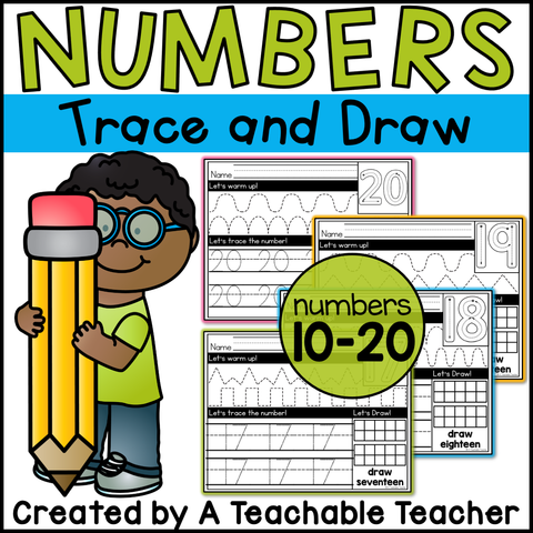Number Tracing Practice 10-20 Worksheets