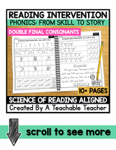 Double Final Consonants - Worksheets for Reading Intervention