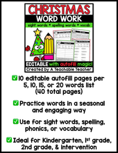 Editable Christmas Word Work