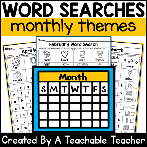Monthly Themed Word Searches