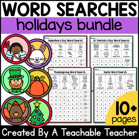 Holiday Themed Word Search BUNDLE