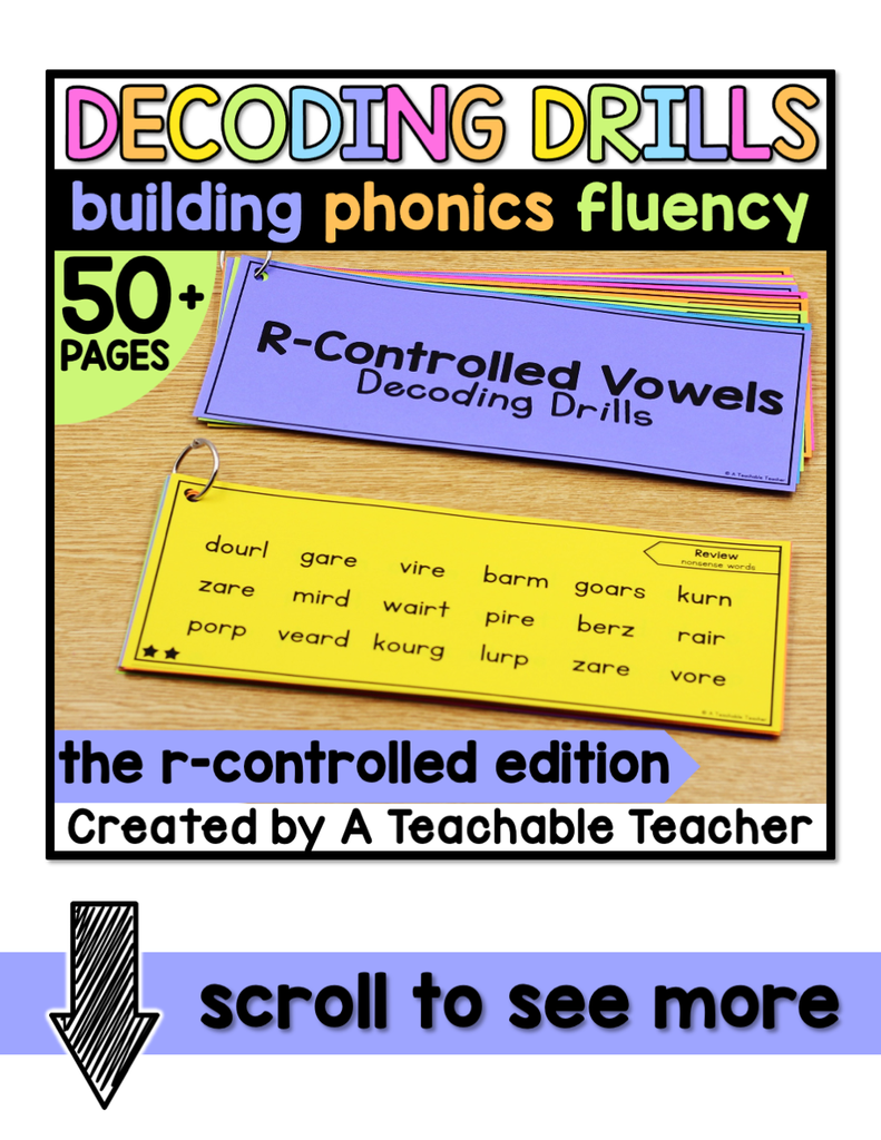 Decoding Drills for Building Phonics Fluency - R-Controlled Vowels Edi ...