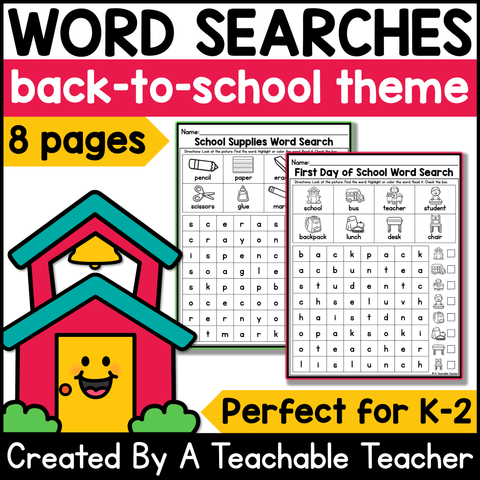 Back to School Themed Word Searches