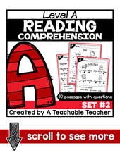 Level A Reading Comprehension Passages and Questions - Set Two