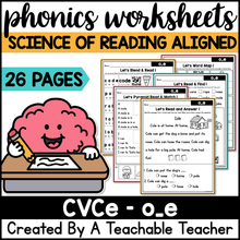 CVCe - o_e Phonics Worksheets - The Science of Reading